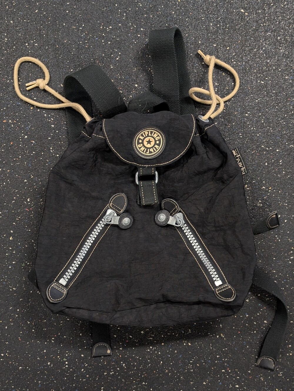 Vintage Kipling 90s Private Transport Small Backpack Rucksack Bag Black